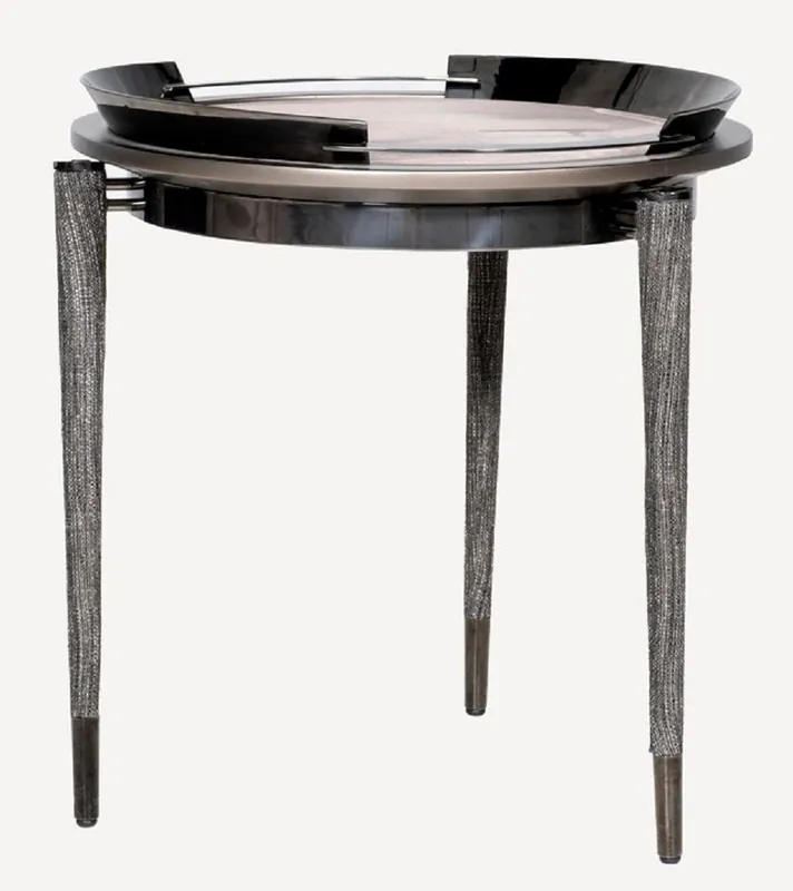 Casa Padrino tavolino di lusso a 3 gambe grigio / nero / bronzo Ø 53 x A. 55,16 cm - Tavolino rotondo da soggiorno - Tavolo per hotel - Mobili per soggiorno - Mobili per hotel - Qualità di lusso Markenware