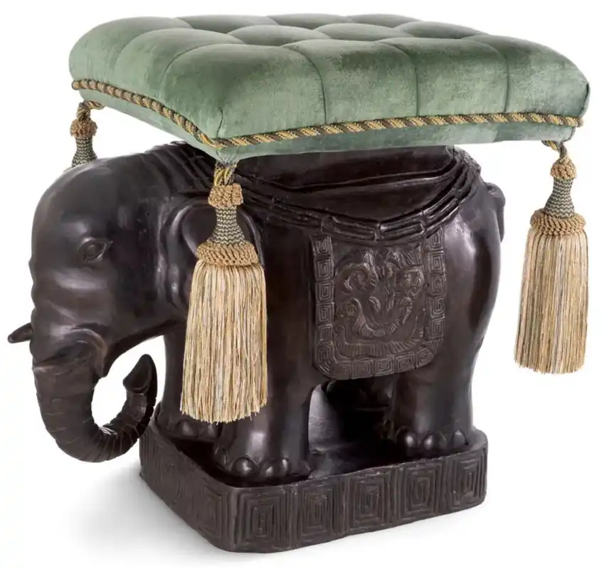 Casa Padrino sgabello di lusso elefante bronzo / turchese / oro 58 x 40 x A. 55 cm - Sgabello in alluminio imbottito con tessuto in velluto - Mobili di lusso - Qualità di lusso Beliebt