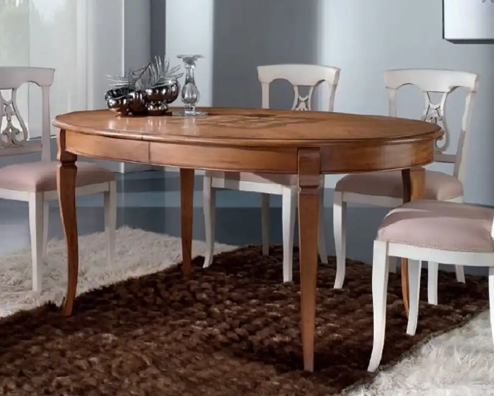 Casa Padrino tavolo da pranzo Biedermeier di lusso brown intarsio - Tavolo da pranzo ovale allungabile in legno massello - Mobili da pranzo Biedermeier - Qualità di Lusso - Fatto in Italia Bestpreis