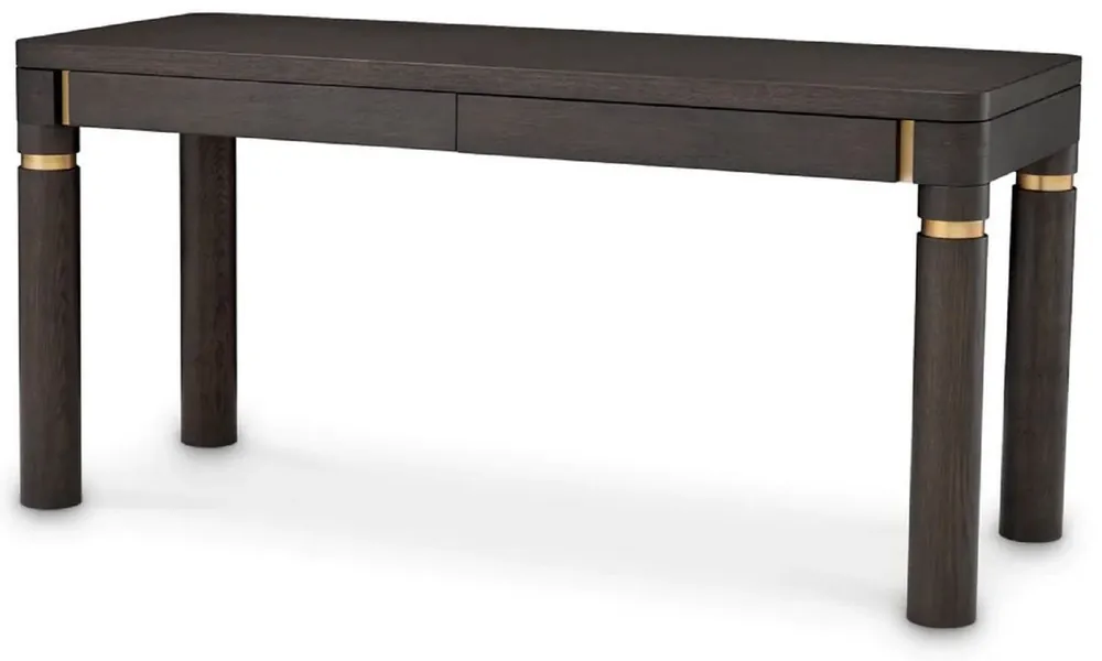 Preis Gesenkt Casa Padrino scrivania di lusso con 2 cassetti moka / ottone 160 x 60 x A. 76 cm - Scrivania da ufficio - Scrivania per computer - Mobile per ufficio di lusso - Arredamento per ufficio di lusso