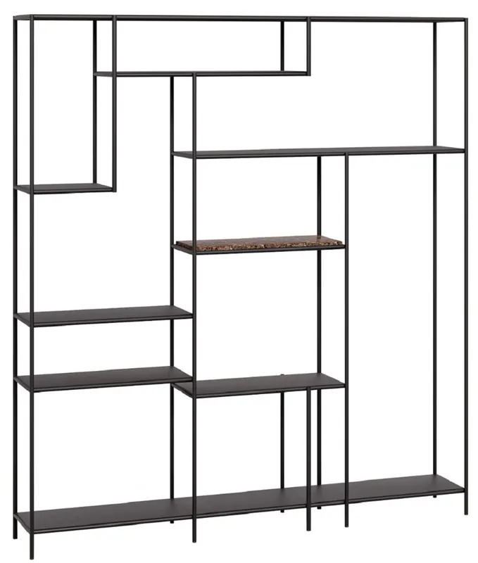 Abverkauf Casa Padrino cabinet mensola di lusso in metallo con piano in marmo nero / marrone 180 cm