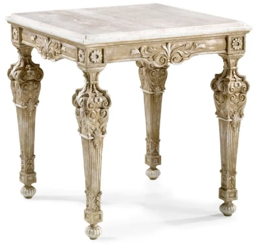 Top-Preis Casa Padrino tavolino barocco di lusso beige antico / bianco - Fatto in Italia