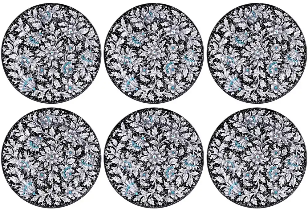 Casa Padrino set di 6 piatti di lusso in ceramica nero Ø 32 cm - Fatto in Italia Top-Preis