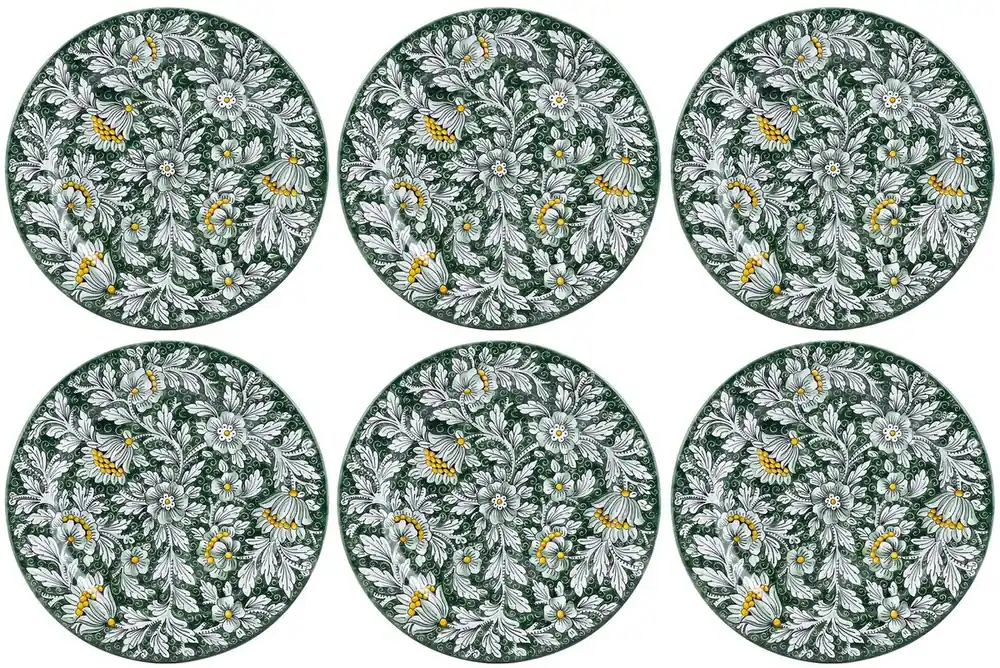 Abverkauf Casa Padrino set di 6 piatti di lusso in ceramica verde Ø 32 cm - Fatto in Italia