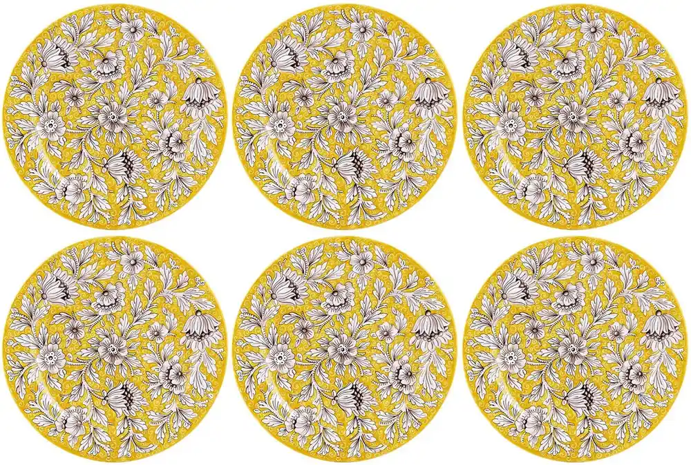 Schnäppchen Casa Padrino set di 6 piatti di lusso in ceramica giallo Ø 32 cm - Fatto in Italia