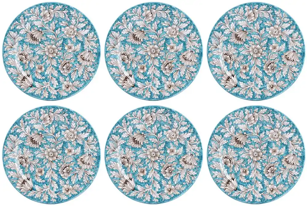 Casa Padrino set di 6 piatti di lusso in ceramica azzurro Ø 32 cm - Fatto in Italia Schnäppchen