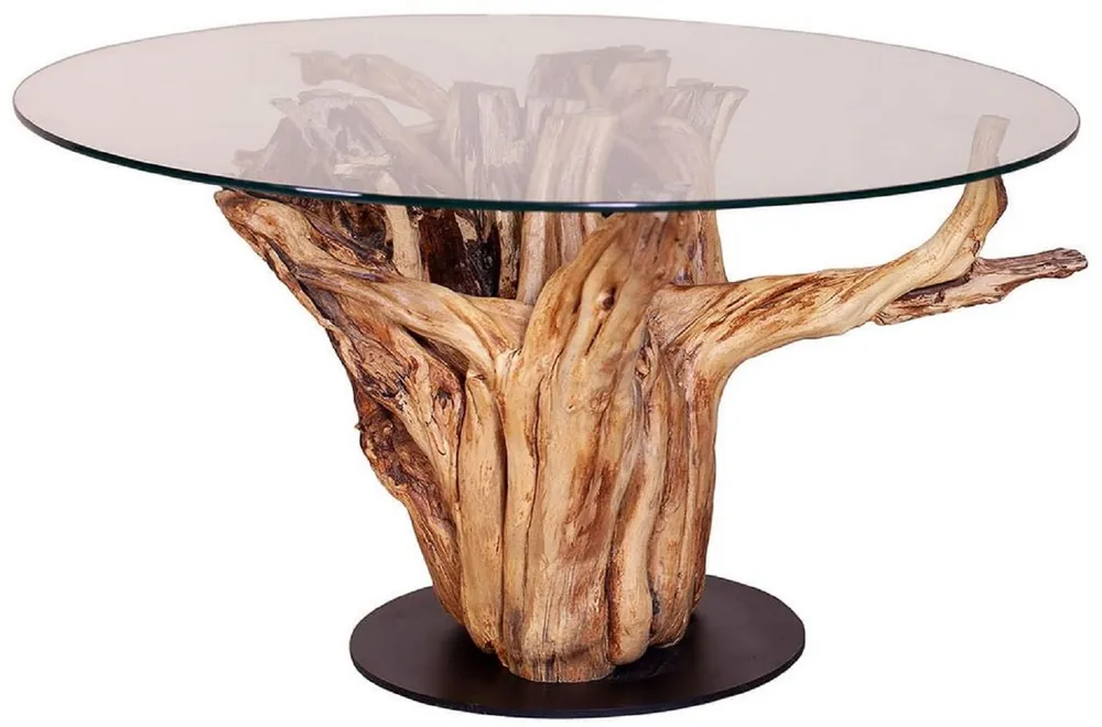 Letzte Chance Casa Padrino tavolo da salotto di lusso con piano in vetro naturale / nero Ø 90 cm