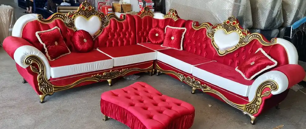 Direkt Vom Hersteller Casa Padrino divano ad angolo barocco di lusso bordeaux rosso / bianco / oro