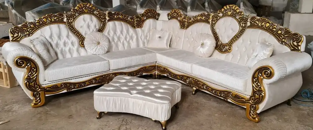 Letzte Chance Casa Padrino divano ad angolo barocco di lusso crema / oro