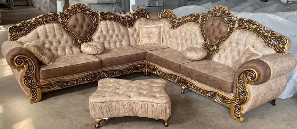 Casa Padrino divano ad angolo barocco di lusso beige / marrone / oro Markenprodukt