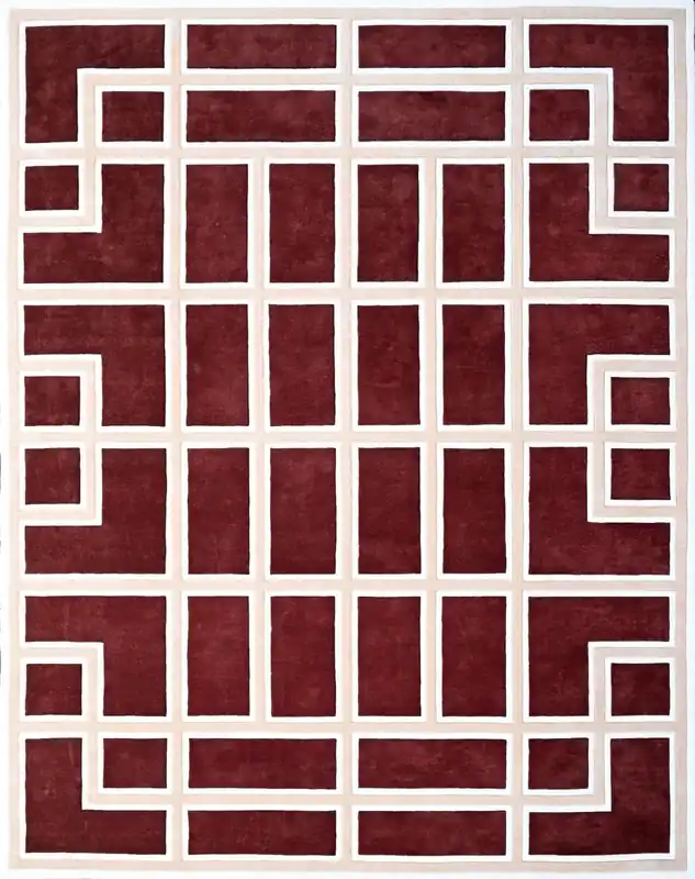 Casa Padrino tappeto di lusso con motivo meandro bordeaux rosso / crema 300 x 400 cm Neue Kollektion
