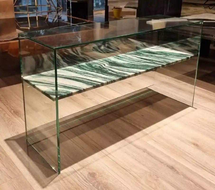 Casa Padrino consolle di lusso in vetro con ripiano in marmo verde / crema bianco 90 cm Knallerangebot