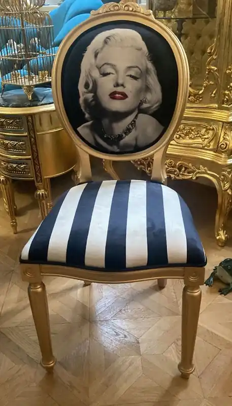 Billig Casa Padrino sedia da pranzo barocco Marilyn Monroe con strisce