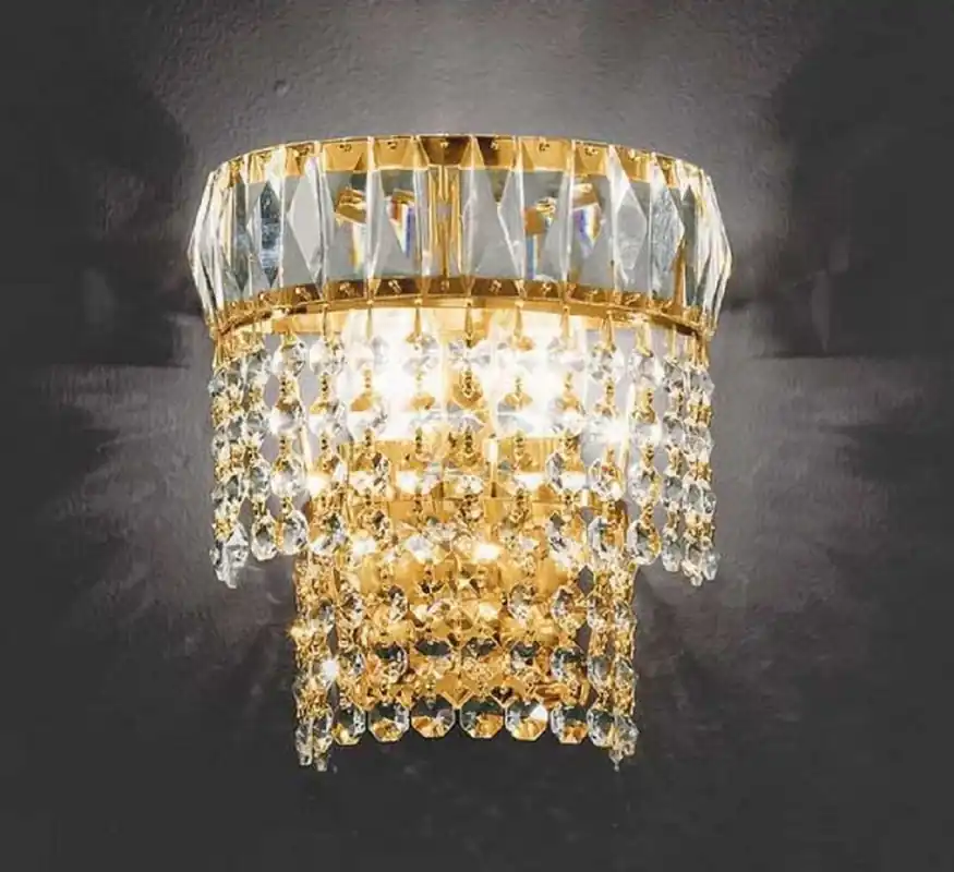 Saisonangebot Casa Padrino Lampada da Parete in Cristallo Barocco di Lusso Oro A. 18 cm - Fatto in Italia