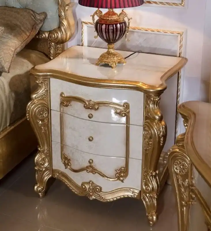 Casa Padrino comodino barocco di lusso bianco / beige / oro 75 cm Begrenztes Angebot