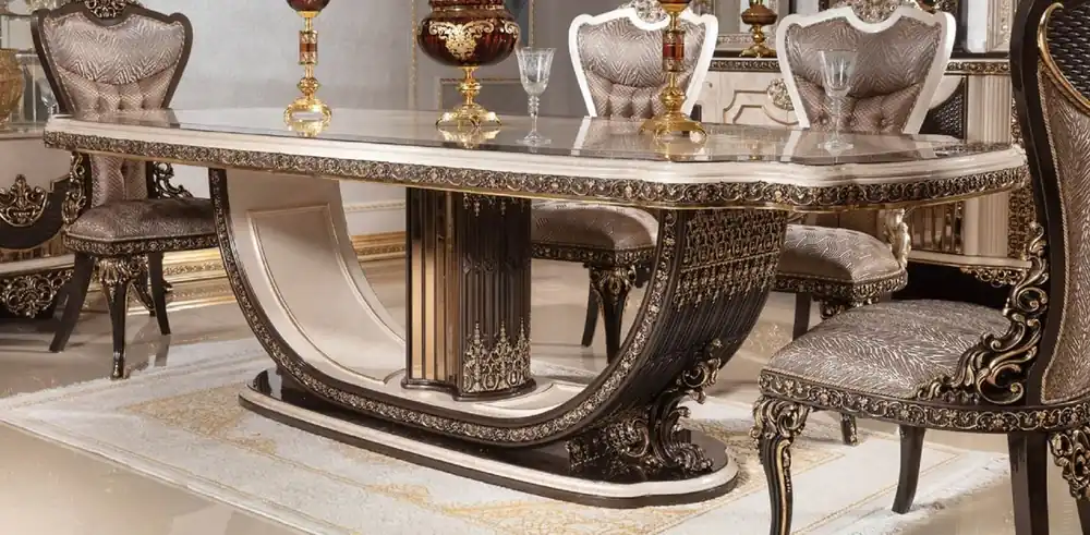 Letzte Chance Casa Padrino tavolo da pranzo barocco di lusso crema / marrone scuro / oro 250 cm
