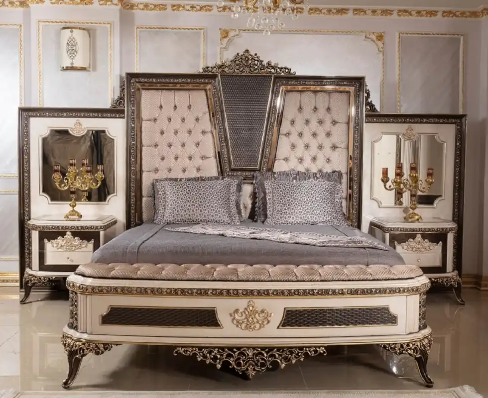 Begrenztes Angebot Casa Padrino letto matrimoniale barocco di lusso e 2 comodini
