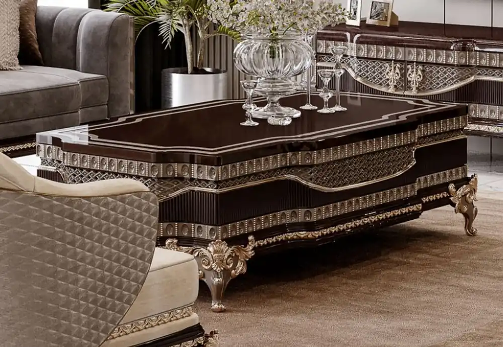 Mega-Angebot Casa Padrino tavolo da soggiorno barocco di lusso marrone scuro / grigio / oro 156 cm
