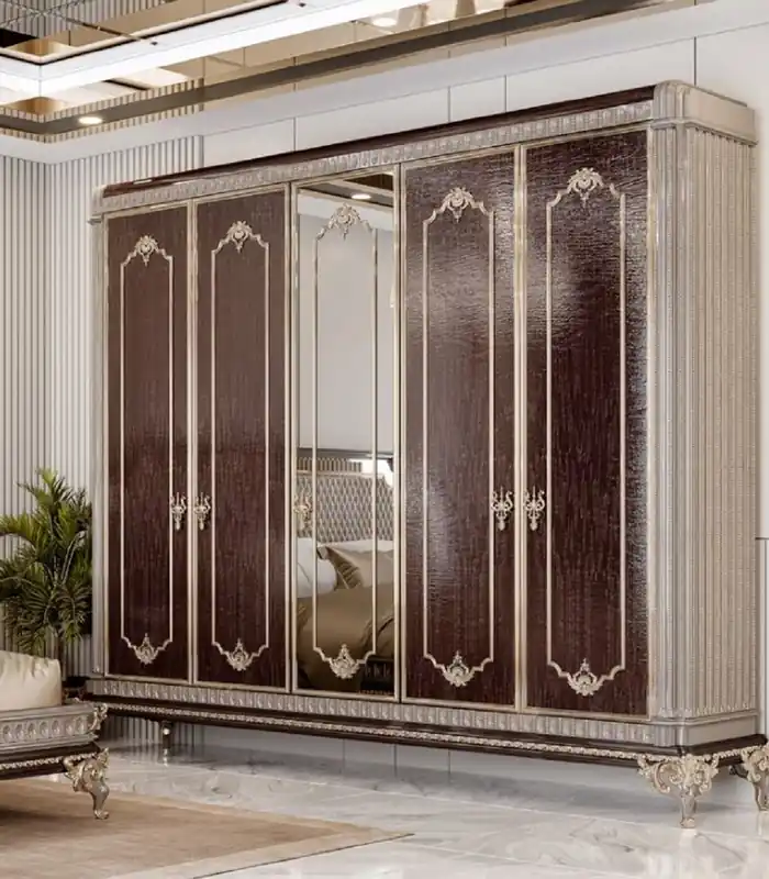 Casa Padrino armadio da camera da letto barocco di lusso marrone scuro / grigio / oro Nur Für Kurze Zeit