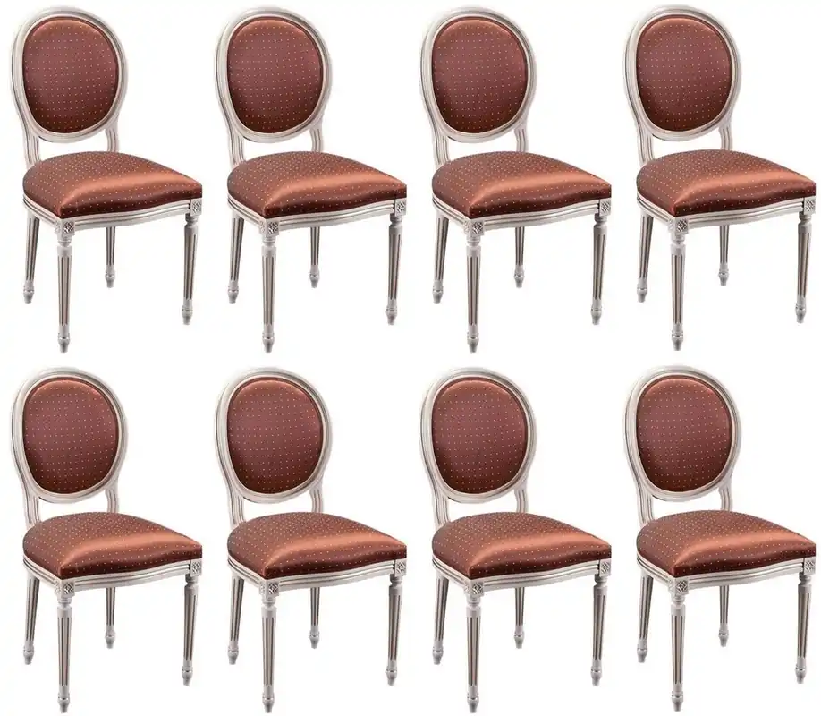 Mega-Angebot Casa Padrino set di 8 sedie da pranzo barocco di lusso bordeaux rosso / bianco
