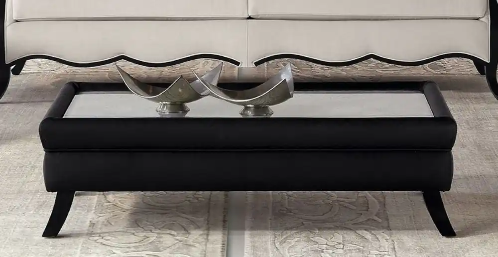 Casa Padrino tavolo da salotto Art Deco di lusso con piano in vetro nero - Fatto in Italia Begrenztes Angebot