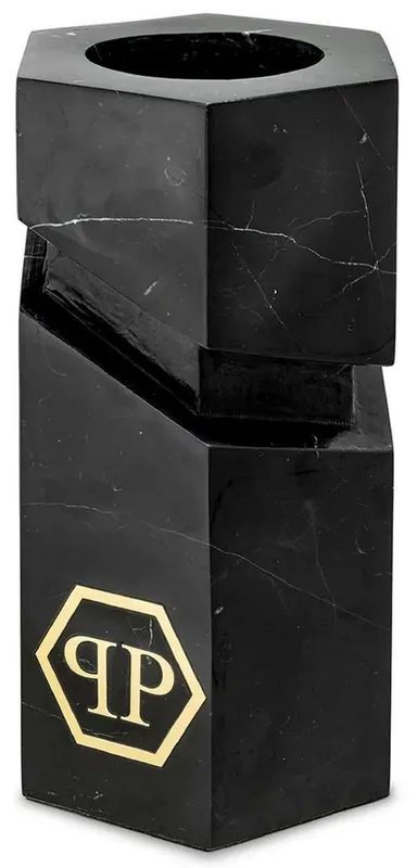 Preiswert Philipp Plein oggetto decorativo in marmo di design di lusso nero / oro A. 36 cm