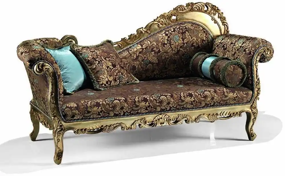 Casa Padrino chaise longue barocco di lusso marrone / turchese / oro 196 cm - Fatto in Italia Direktkauf