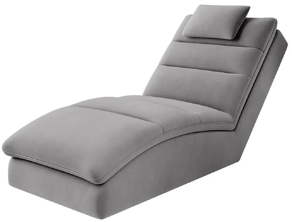 Super-Preis Casa Padrino chaise longue di lusso in velluto con cuscino poggiatesta grigio 170 cm