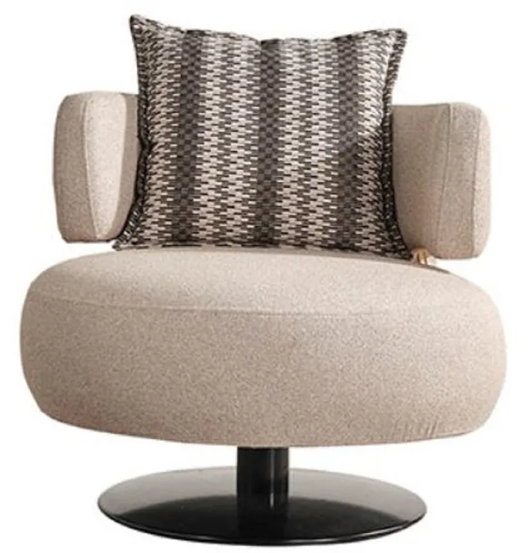 Preisknaller Casa Padrino poltrona di lusso beige / nero Ø 95 x A. 88 cm