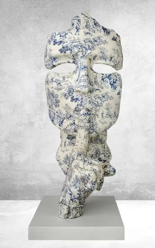 Highlight Casa Padrino scultura decorativa XXL crema / blu / grigio A. 180 cm