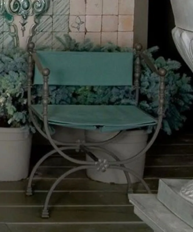 Casa Padrino sedia da giardino Art Nouveau di lusso in ferro battuto con braccioli grigio / verde A. 80 cm Wochenendangebot