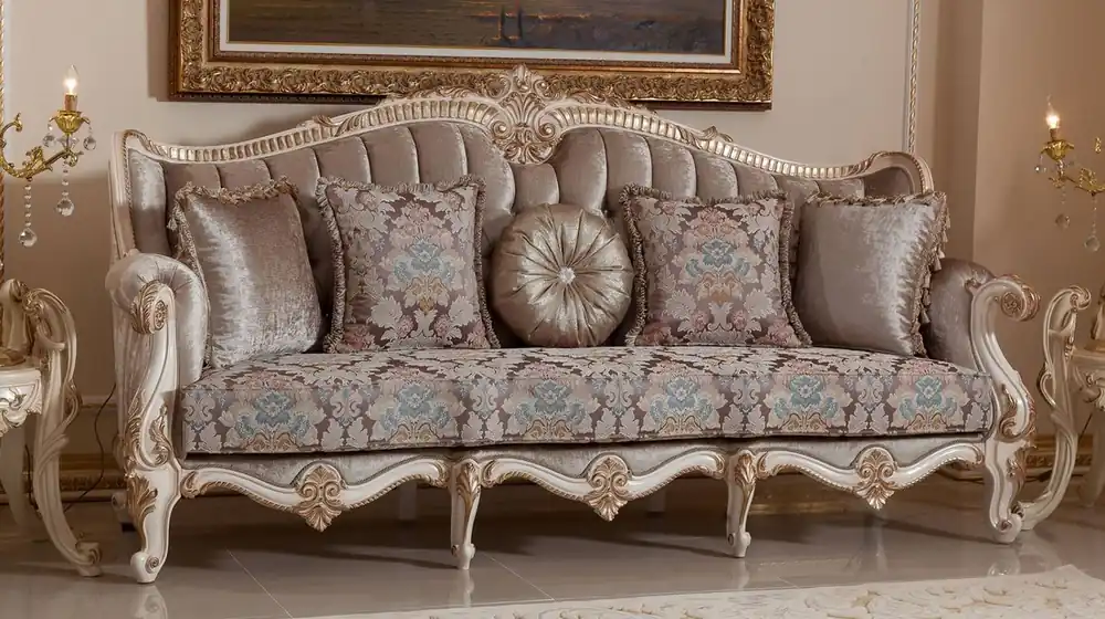 Casa Padrino divano barocco di lusso marrone / bianco / oro 245 cm Preisknaller