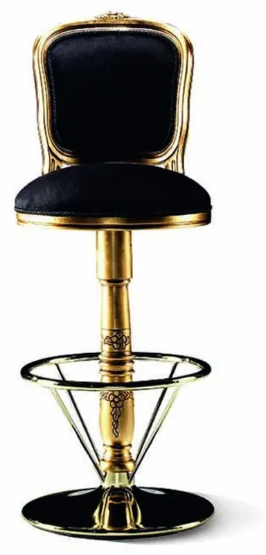 Casa Padrino Sedia da Bar Barocco di Lusso Nero / Oro / Ottone - Fatto in Italia Bestpreis