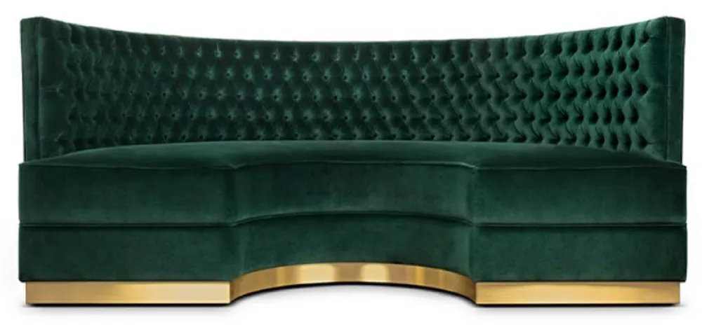 Sofort Bestellen Casa Padrino Divano Chesterfield di Lusso in Velluto Verde / Ottone Antico 205 cm - Fatto in Italia