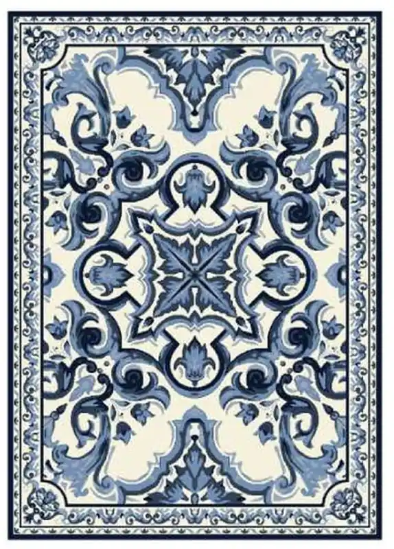 Abverkauf Casa Padrino Tappeto da Soggiorno Barocco di Lusso Bianco / Blu - Varie Misure