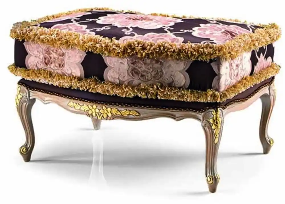 Nur Für Kurze Zeit Casa Padrino sgabello barocco di lusso viola / grigio / oro 80 cm - Fatto in Italia