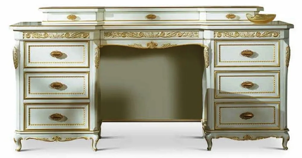 Letzte Chance Casa Padrino tavolo da trucco barocco di lusso avorio / oro 173 cm - Fatto in Italia