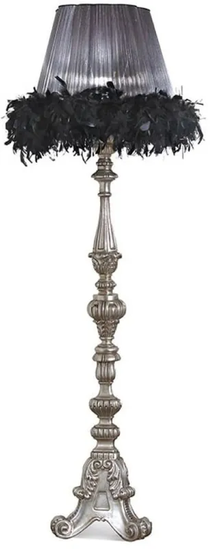 Nur Heute Casa Padrino lampada da terra barocco di lusso argento / nero A. 167 cm - Fatto in Italia