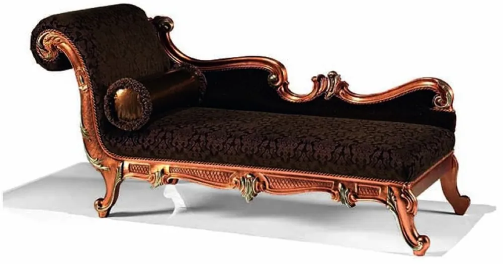 Casa Padrino chaise longue barocco di lusso nero / marrone / rame 180 cm - Fatto in Italia Top-Seller