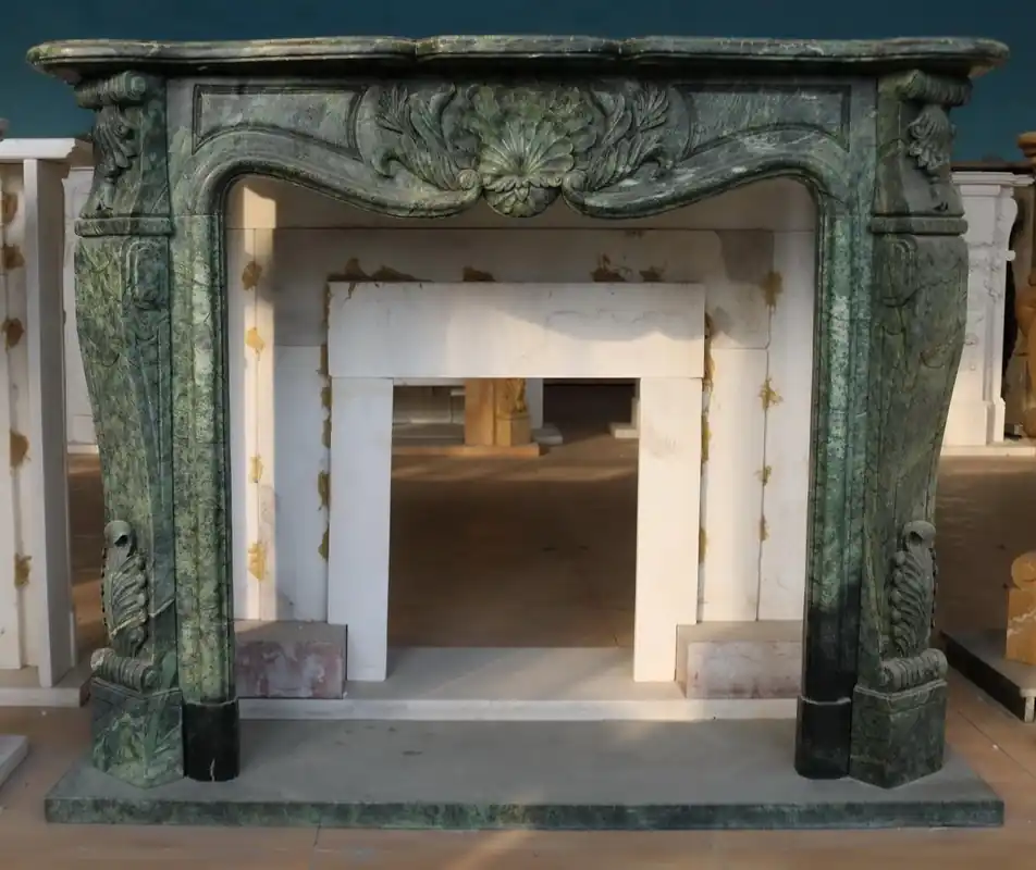 Günstig Casa Padrino cornice del camino in marmo barocco di lusso verde scuro 150 x A. 120 cm