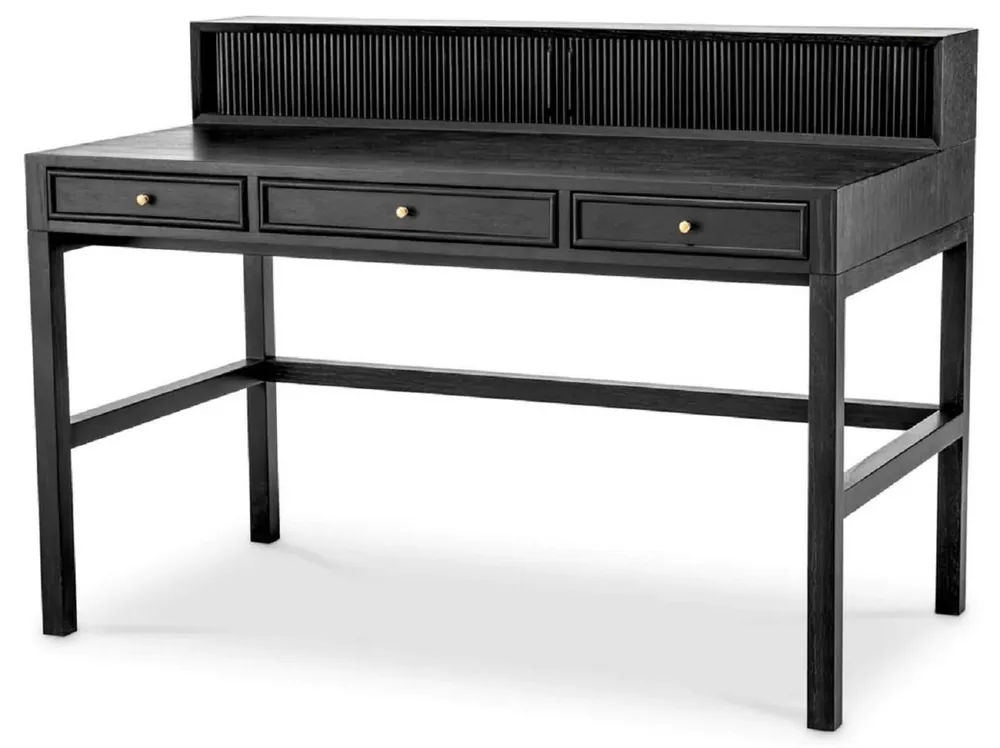 Casa Padrino scrivania di lusso nero grigio / ottone 130 cm Kracherpreis
