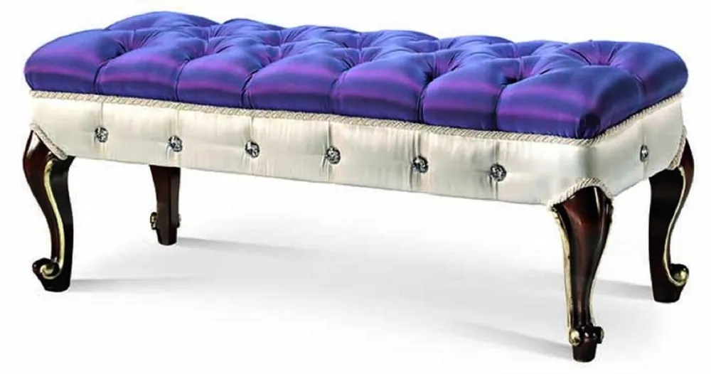 Schnäppchen Casa Padrino panca barocco di lusso blu / bianco / marrone scuro / oro 110 cm - Fatto in Italia