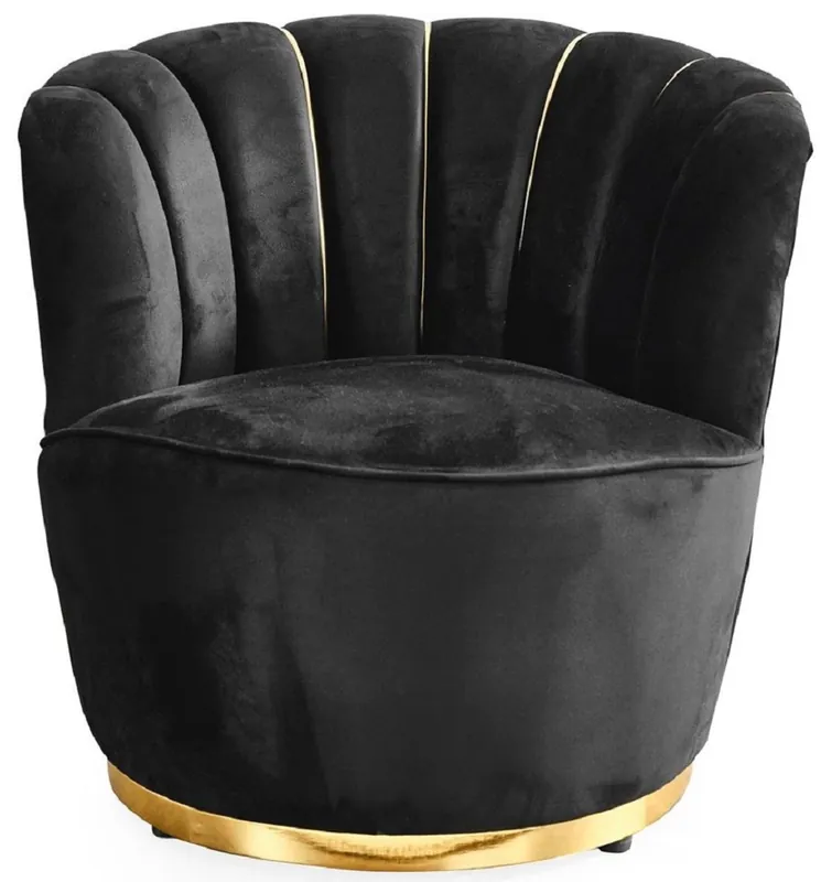 Expressversand Casa Padrino poltrona da salotto di lusso nero / oro Ø 75 x A. 90 cm
