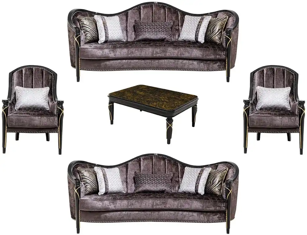 Super-Preis Casa Padrino set di mobili da soggiorno barocco di lusso viola / nero / oro