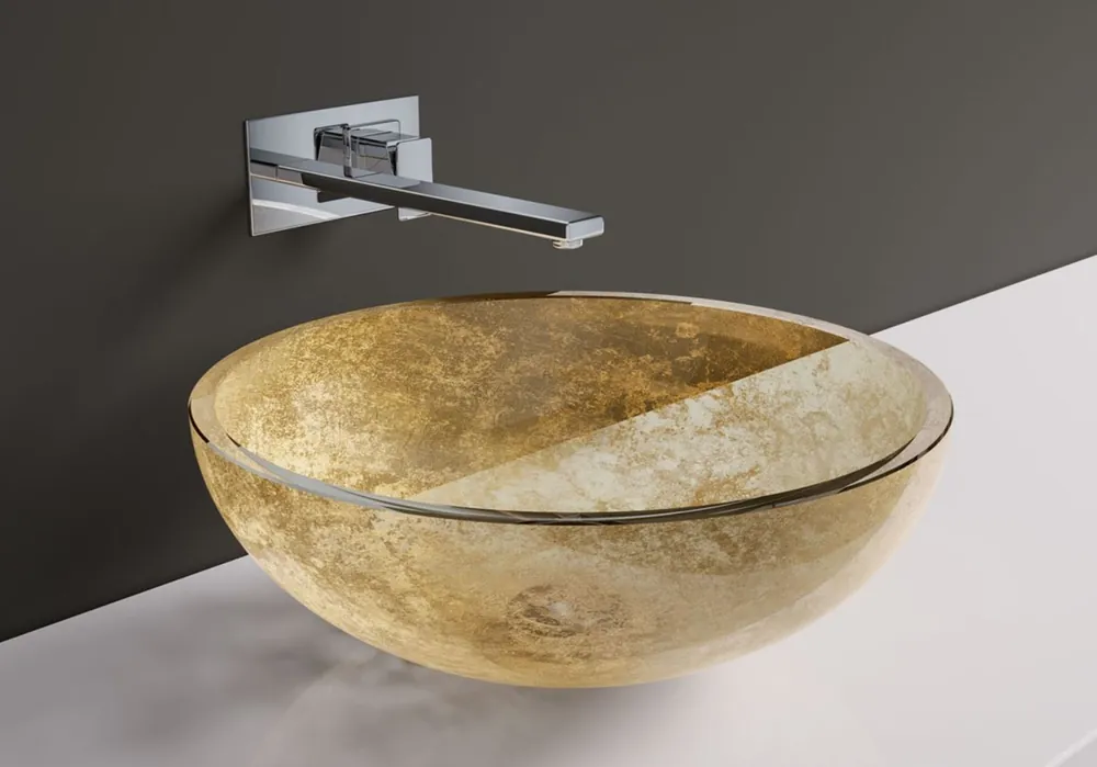 Casa Padrino Lavabo di Lusso in Vetro Cristallo Oro Ø 44 cm - Fatto in Italia Preisreduziert