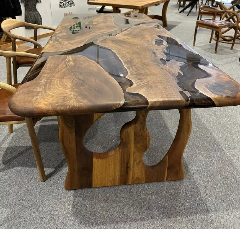 Casa Padrino tavolo da pranzo di lusso in legno massello resina epossidica marrone 200 cm Geprüft