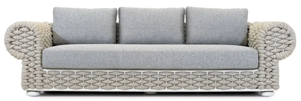 Casa Padrino divano da giardino di lusso a 3 posti grigio / beige / bianco 258 cm Must-Have