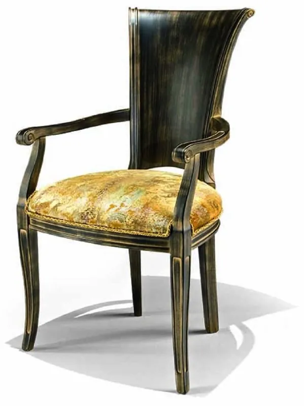 Markenprodukt Casa Padrino Sedia da Sala da Pranzo Barocco di Lusso con Braccioli Oro / Nero antico - Fatto in Italia