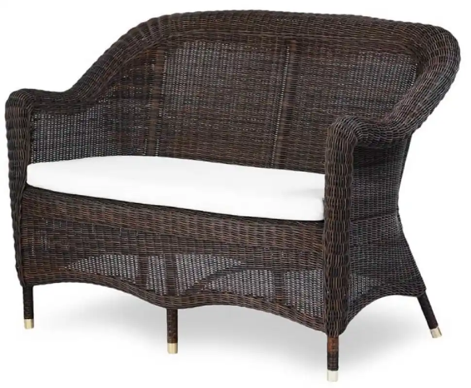 Casa Padrino divano da giardino di lusso a 2 posti marrone scuro / bianco 140 cm Preisknaller