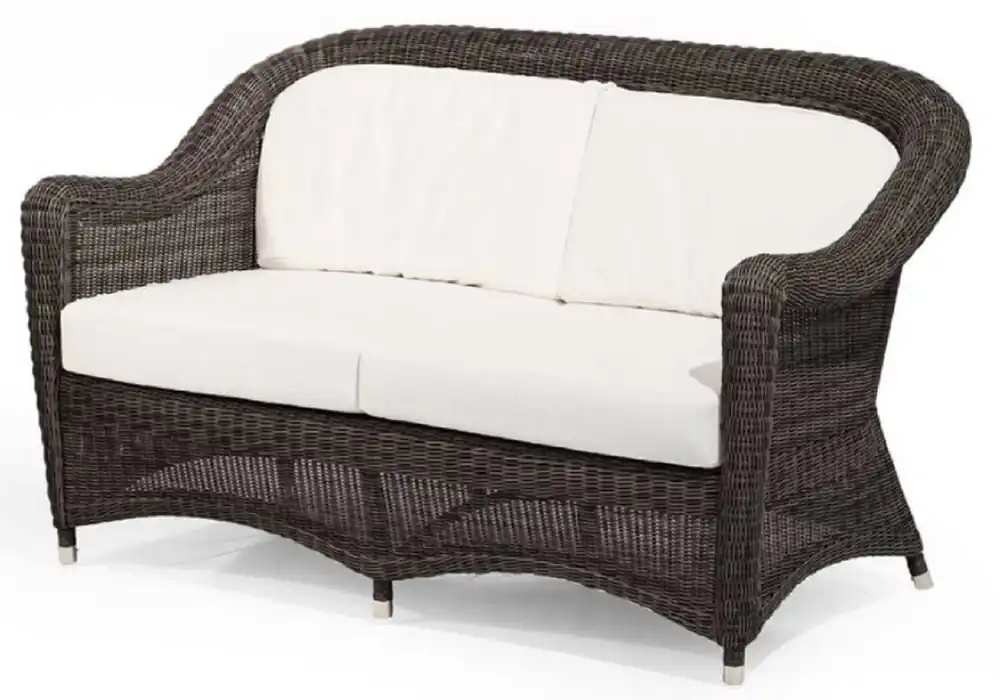 Must-Have Casa Padrino divano da giardino di lusso a 2 posti con cuscini marrone scuro / bianco 140 cm